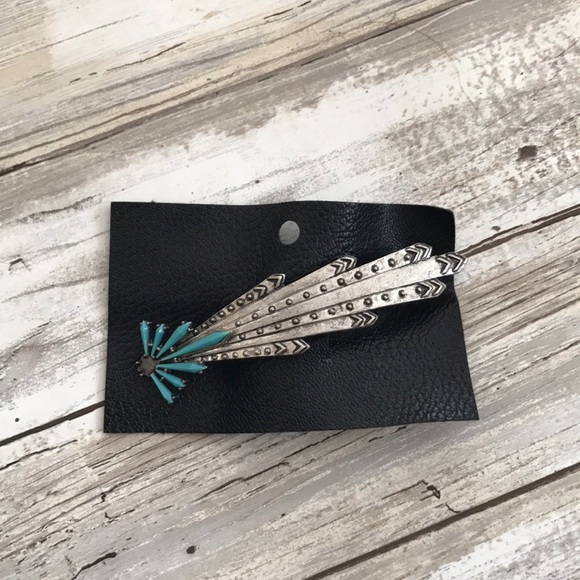 Free People Turquoise Flower Hair Clip Barrette - Picture 4 of 6